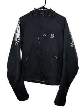 Loki Softshell Jacket Small Black Built-In Mittens Face Mask Ski Snowboard